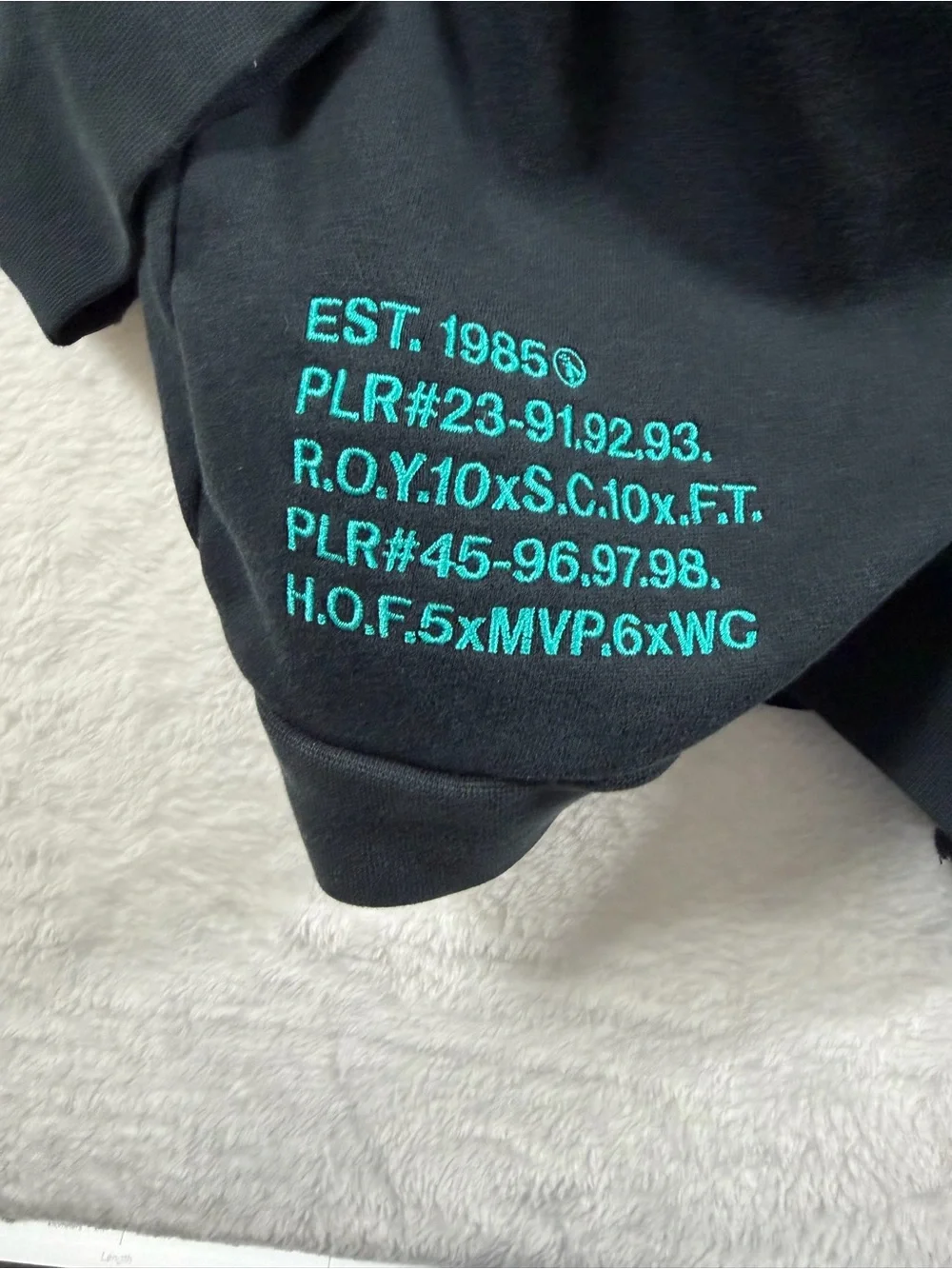 Jordan Black Pullover Hoodie with Teal Script and Jumpman
